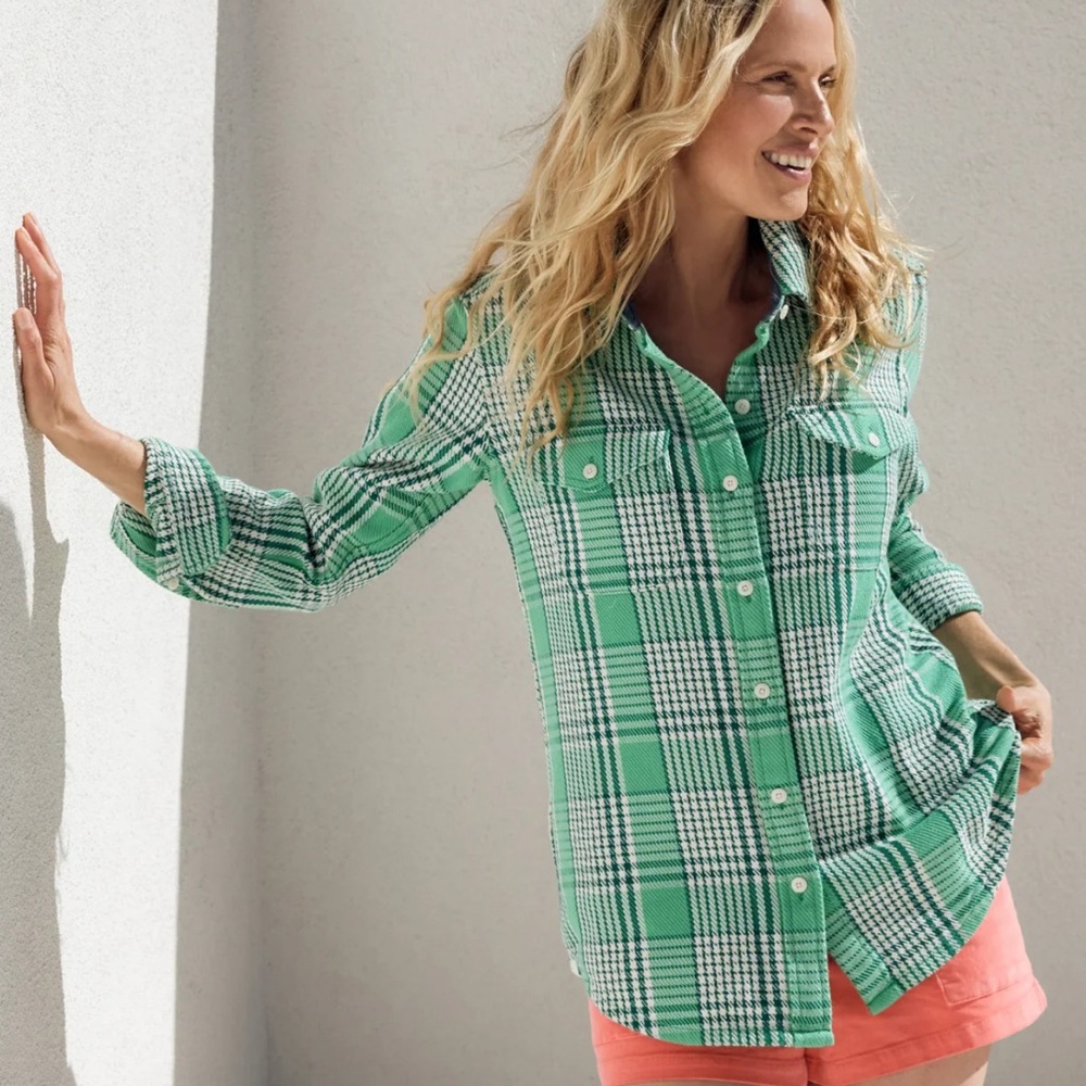 Women’s Outerknown Green Plaid Shirt Long Sleeve Blanket Button Down Small P